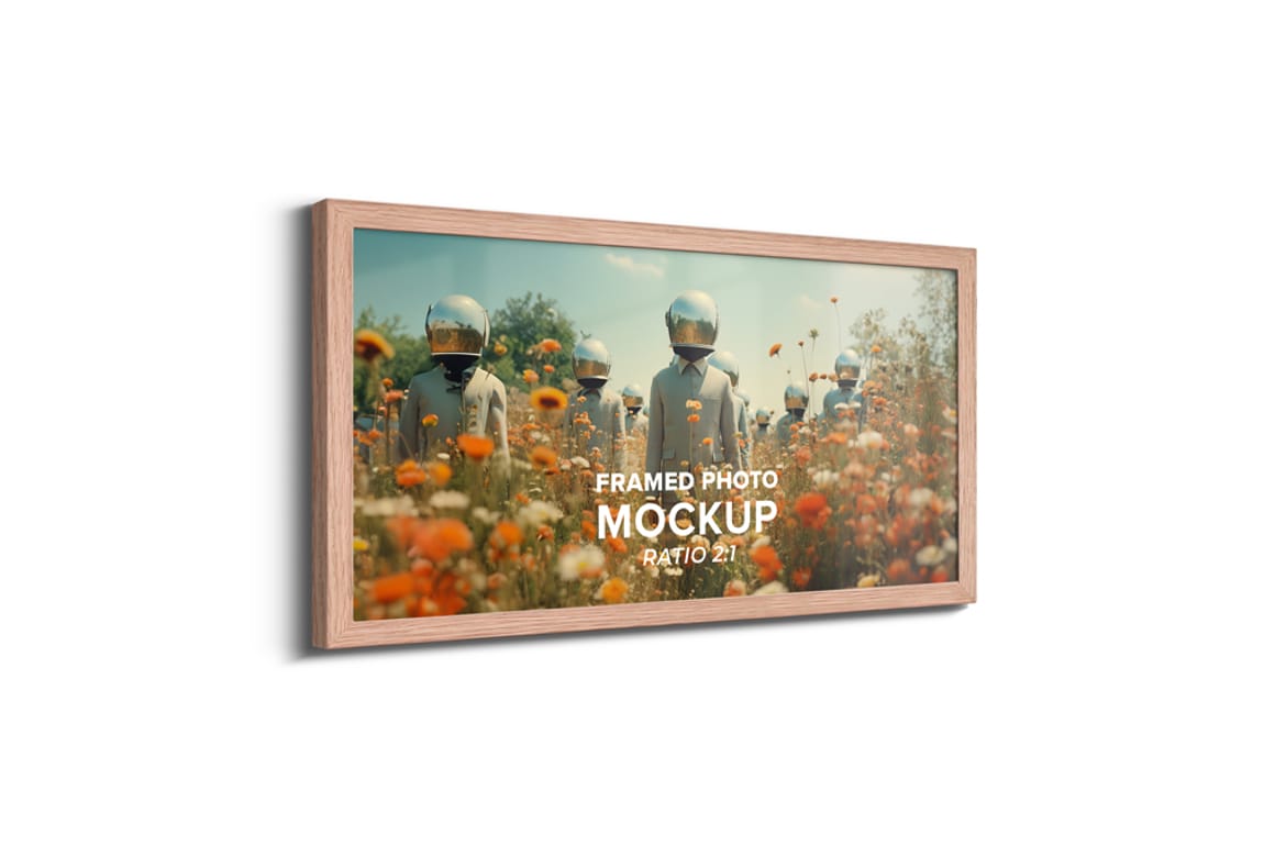 Framed Photo Mockup 24x12 In -  Ratio 2x1