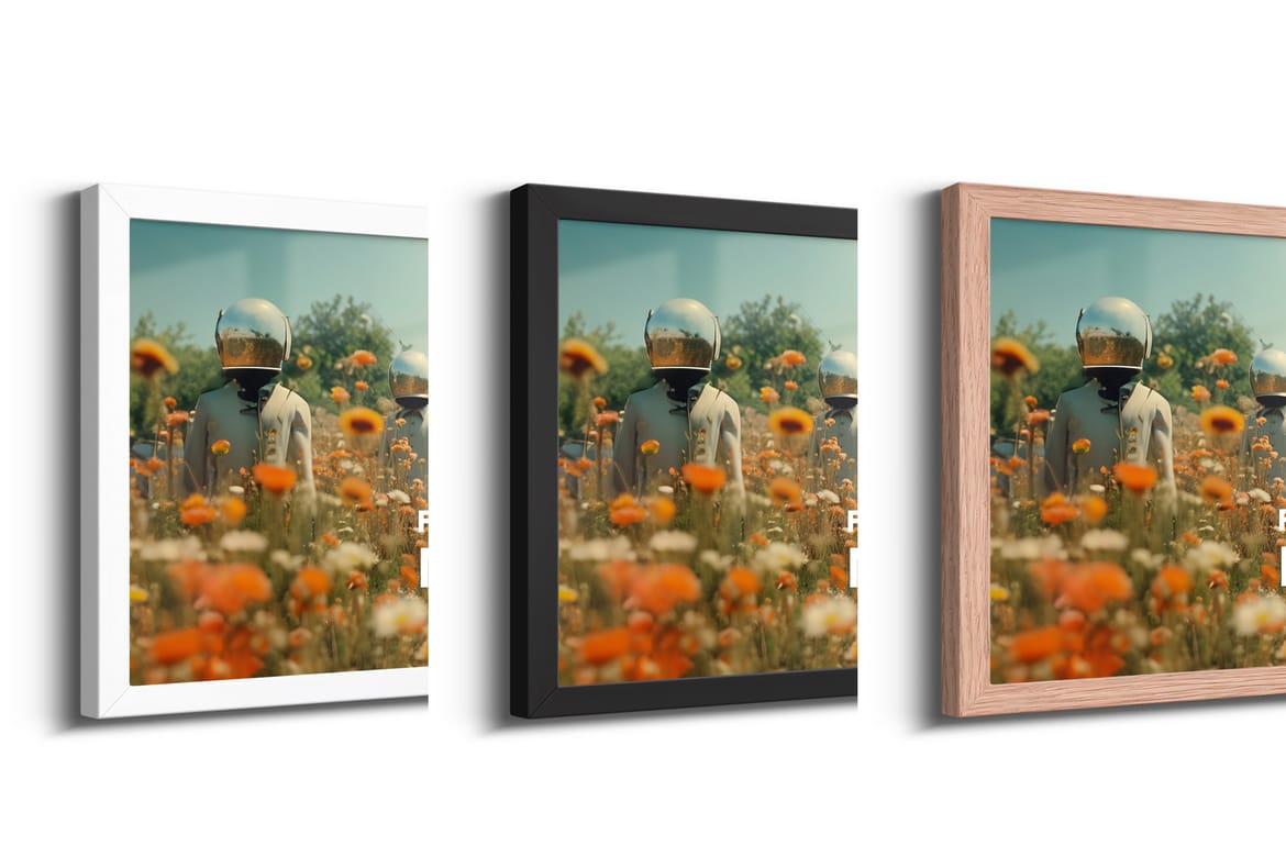 Framed Photo Mockup 24x12 In -  Ratio 2x1