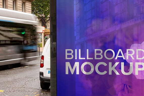 	Paris Bus Stop Billboard Mockup 001 | Urban Outdoor Advertising PSD