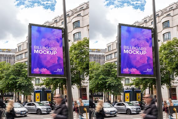 Paris Street Pole Billboard Mockup