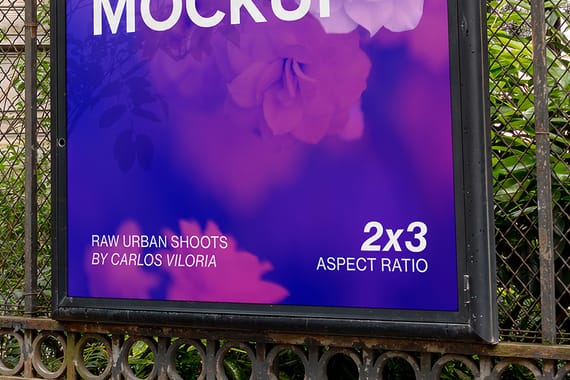 Paris Iron Fence Billboard 2x3 Mockup | Outdoor Poster PSD