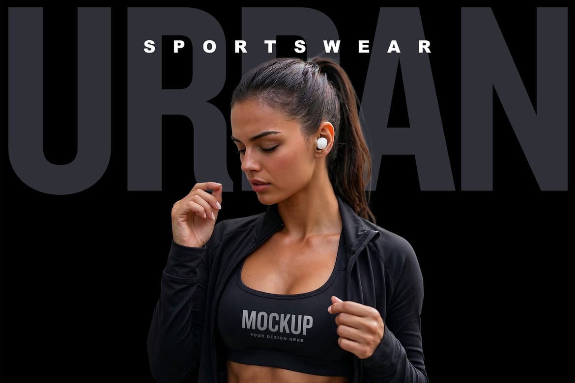 Sports Bra Mockup of Athletic Woman in Urban Settings