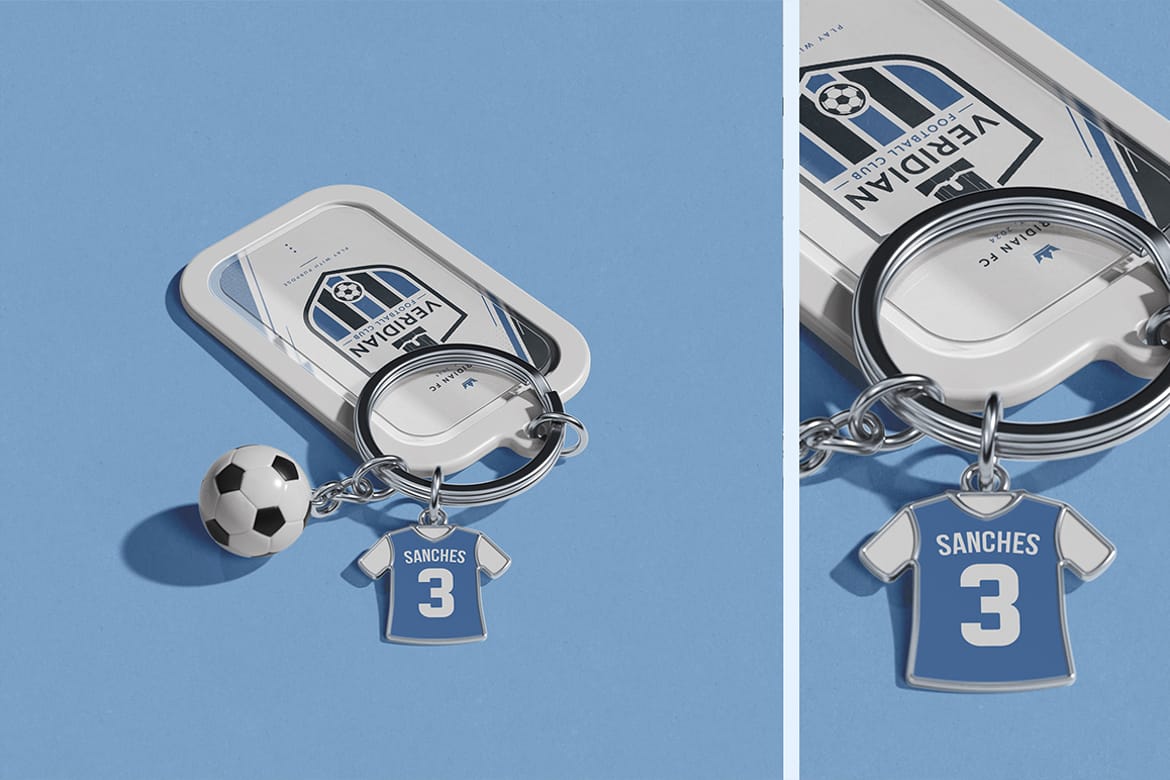 Football Keychain with Charms Mockup