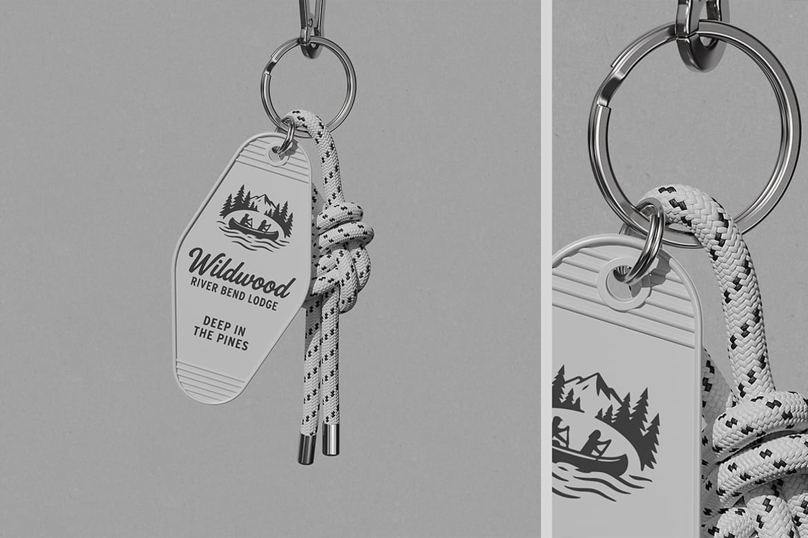 Motel Keychain with Rope Mockup