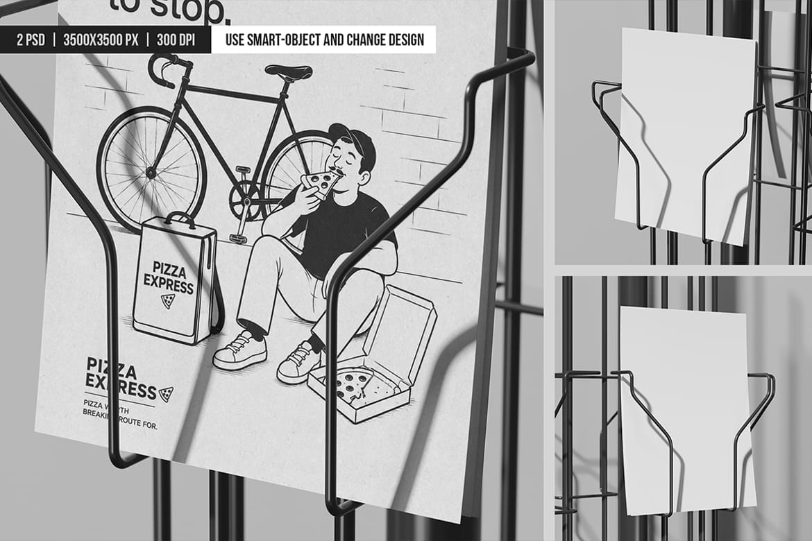 Rotating Wire Display with Flyer Mockup