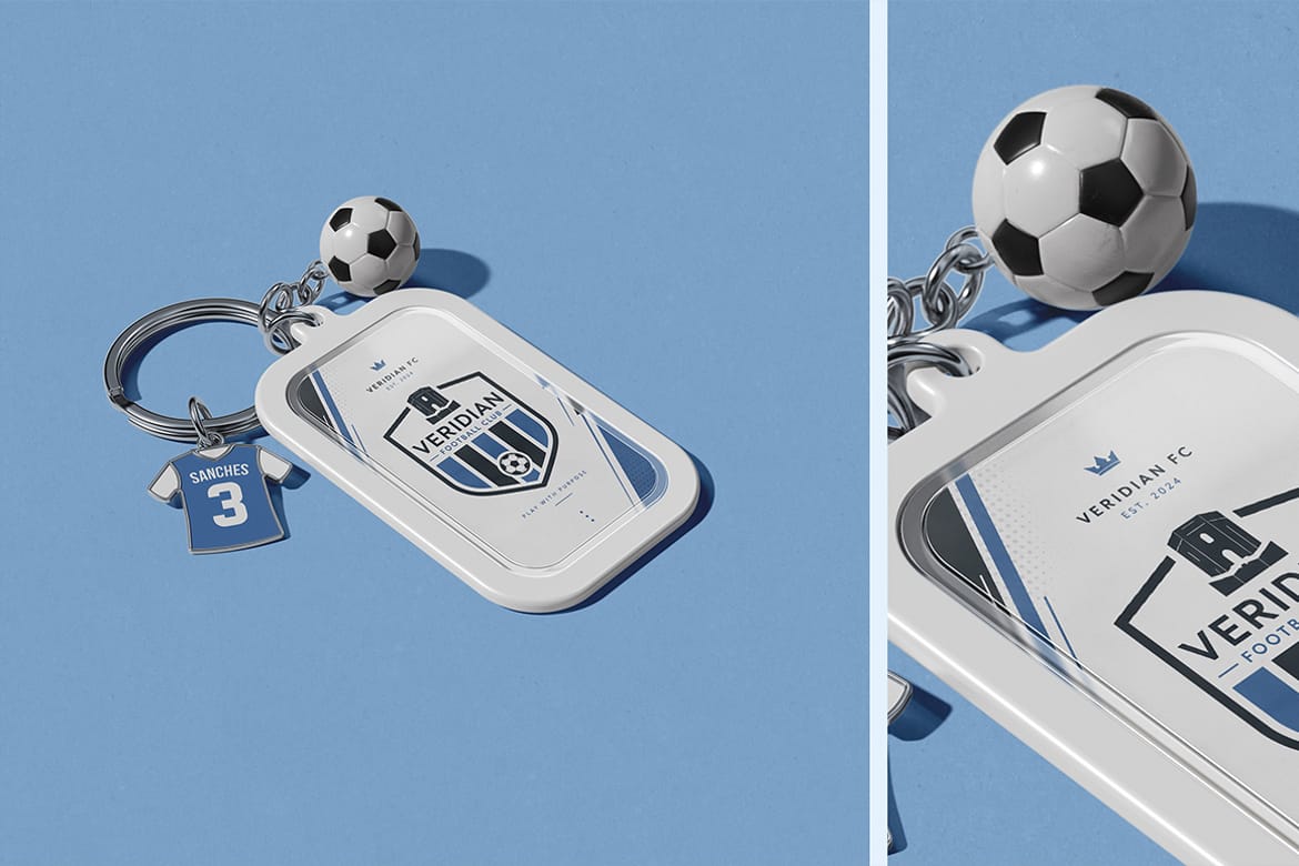 Football Keychain with Charms Mockup