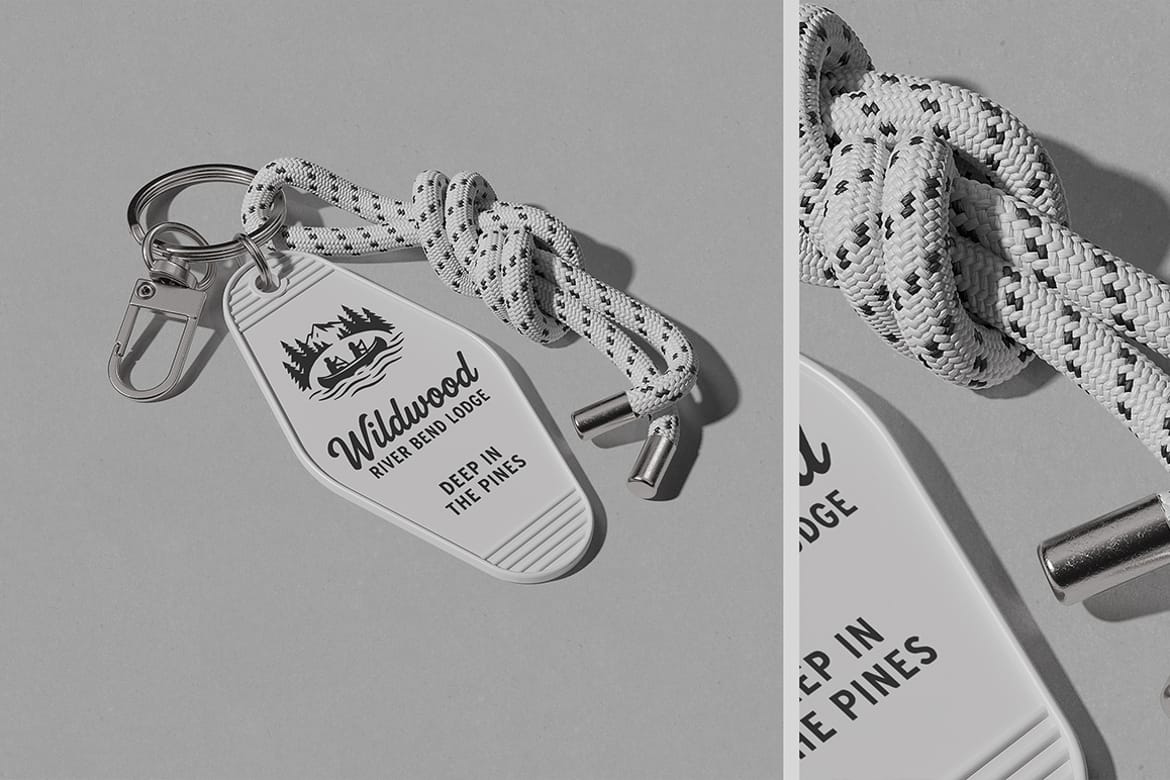 Motel Keychain with Rope Mockup