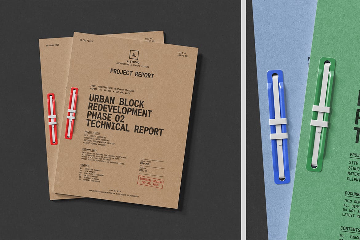 US Letter Plastic File Fastener Document Mockup