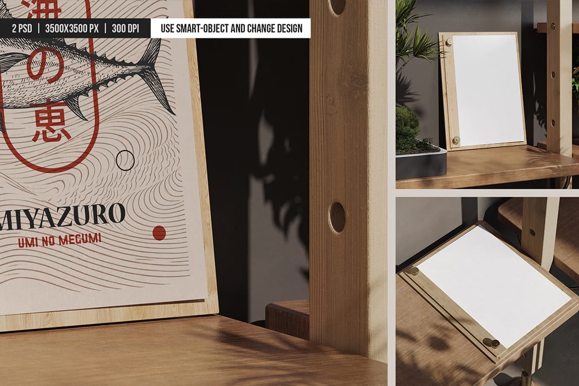 Wooden Menu Board on Screws Mockup