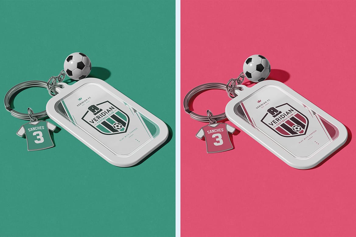 Football Keychain with Charms Mockup
