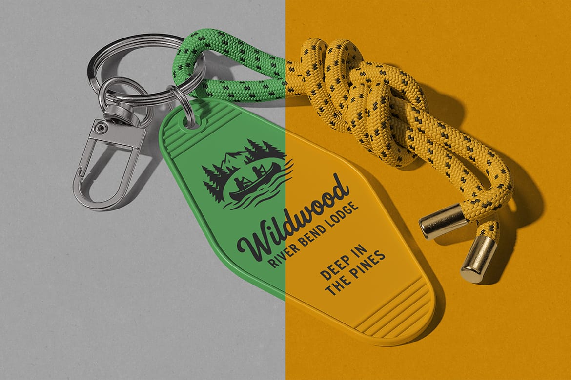Motel Keychain with Rope Mockup