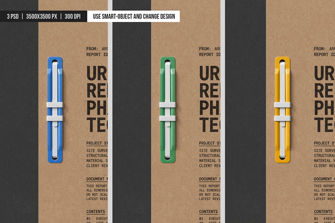 US Letter Plastic File Fastener Document Mockup