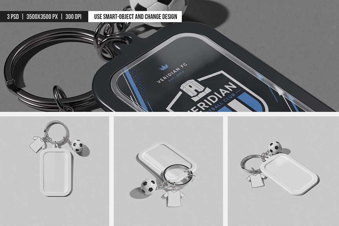 Football Keychain with Charms Mockup