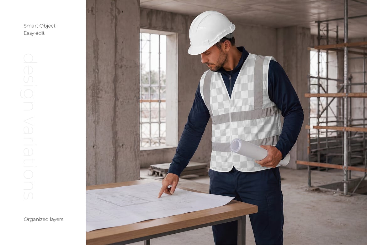 Safety Construction Vest Mockup Set